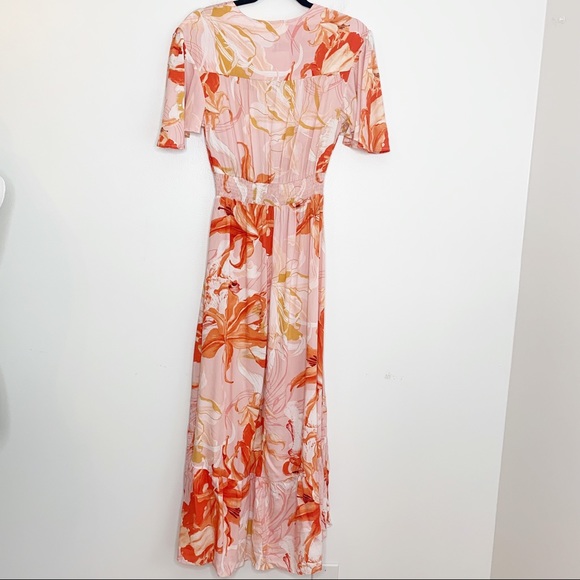 Abel the Label Peach Floral High Low dress size s - Picture 3 of 11